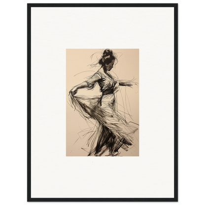 Gestural sketch of a dancer embodies Ephemeral Motion Whispers in framed wall art