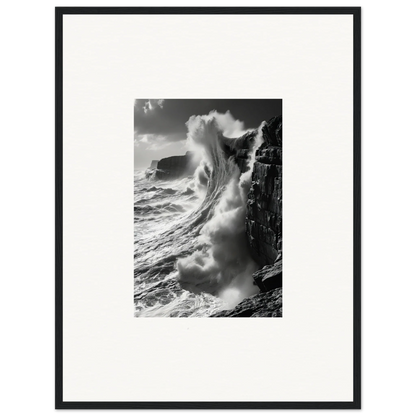 Powerful ocean wave crashing on cliffs, perfect for Tidal Curved Reality framed wall art