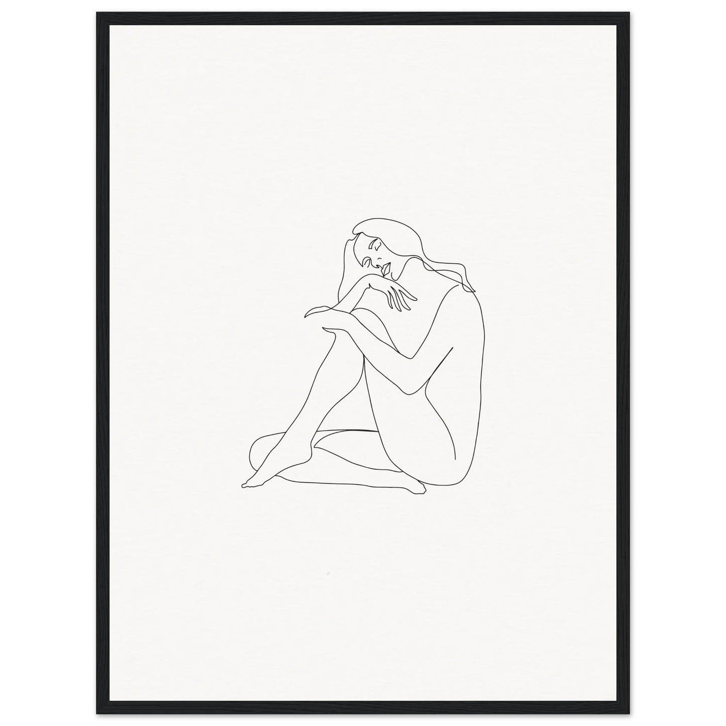 Minimalist line drawing of a nude figure for Mindful Dream Tangles framed wall art