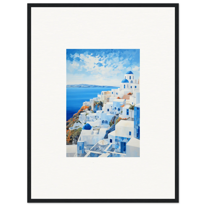 Framed watercolor painting of Santorini in premium framed wall art for your home