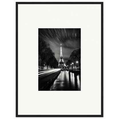 Stunning black and white photo of the Eiffel Tower at night for Parisian Stars special edition art™