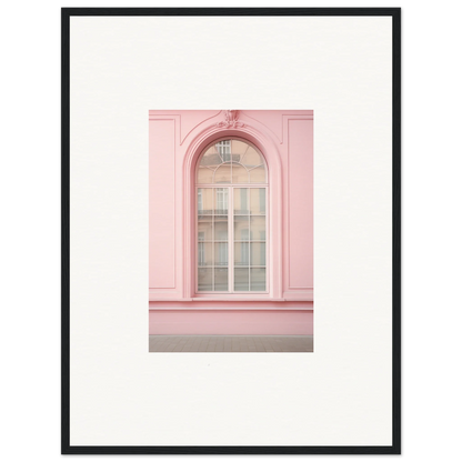 Arched window with white panes on a pink wall in Pink Sonata Vibrations design