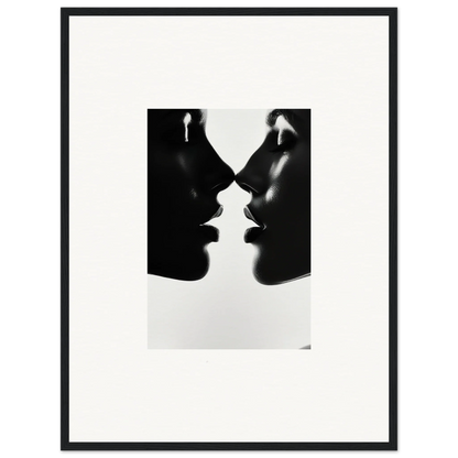 Two silhouetted profiles in mirrored composition for Eclipsing Soulcare Kisses framed wall art