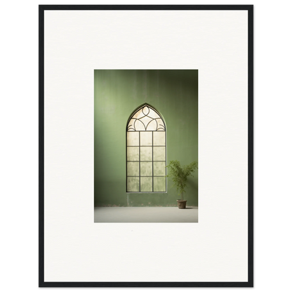 Gothic arched window with decorative details, featured in Green Crescent special edition art™