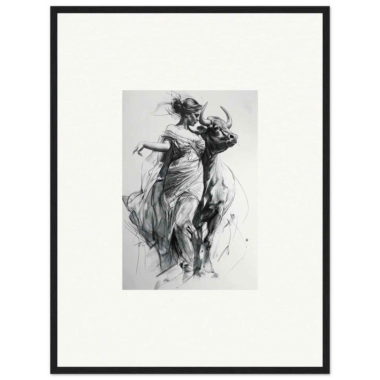 Black and white sketch of flowing dancers in Metaphoric Taurus Whispers special edition art™