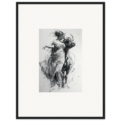 Black and white sketch of flowing dancers in Metaphoric Taurus Whispers special edition art™