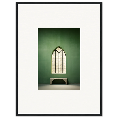 Gothic arched window with a bench below in Evermind Greenthaum special edition art™