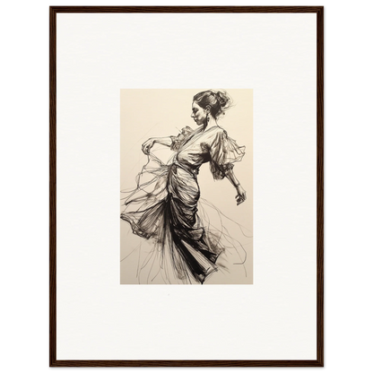 Elegant Victorian woman in flowing dress, part of Ephemeral Ink Serenade framed wall art