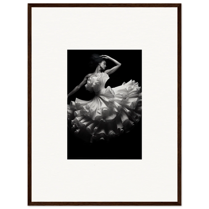 Dancer in white ruffled dress in motion from Nocturnal Flourishbyen special edition art™