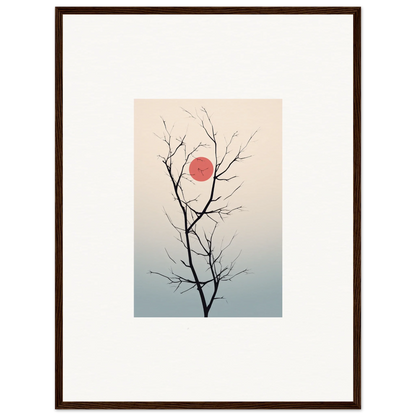 Bare tree branches silhouetted against a pink sun for Serene Eclipse wall art