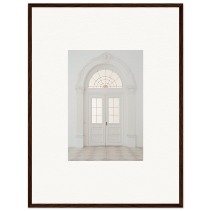 White arched doorway with fanlight, part of Portal Poise Unveiled framed wall art