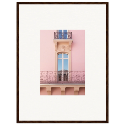 Elegant French balcony with ornate ironwork on a pink building, featuring Dusky Dream Balustrade