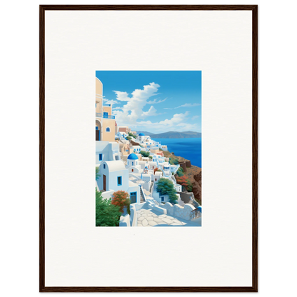 Framed photo of Santorini’s stunning white buildings for Sunday Stahl Messiração