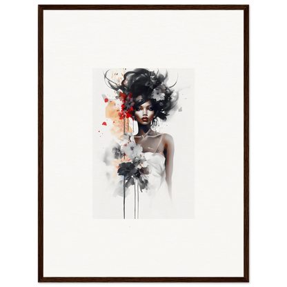 Artistic watercolor portrait with dramatic black hair in Plume Sultry Reverie special edition art™