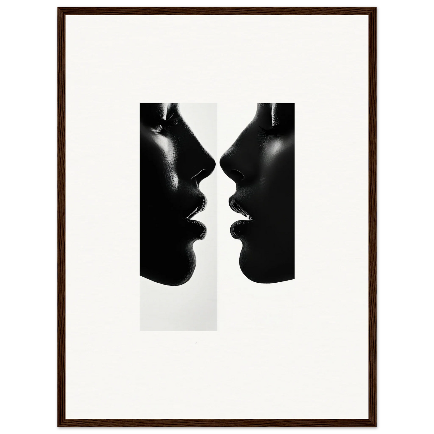 Two silhouetted profiles in black and white for Liminal Echoes framed posters