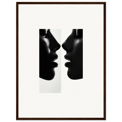 Two silhouetted profiles in black and white for Liminal Echoes framed posters