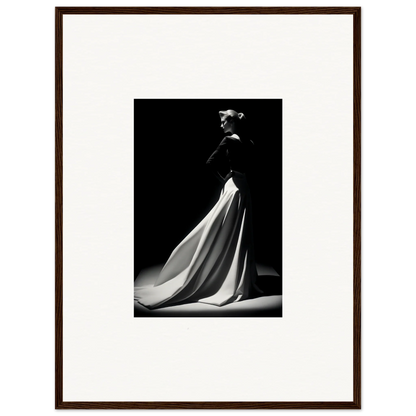 Dramatic black and white evening gown in Veiled Monochrome Journey framed wall art