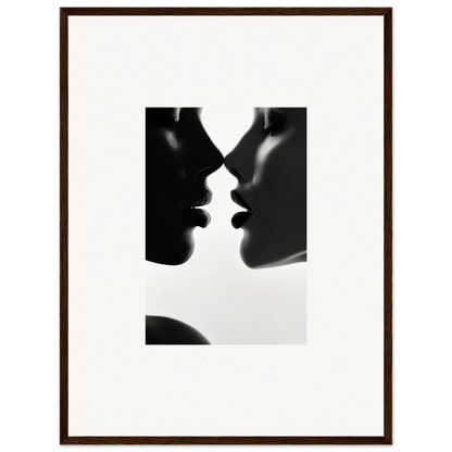 Two silhouetted profiles in a near-kiss, perfect for a premium framed wall art