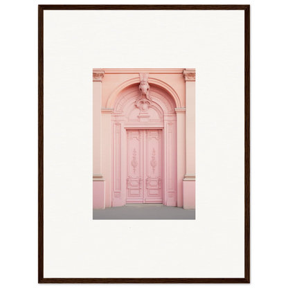 Ornate pink door with classical details showcasing Porphyr Pink Processions art™