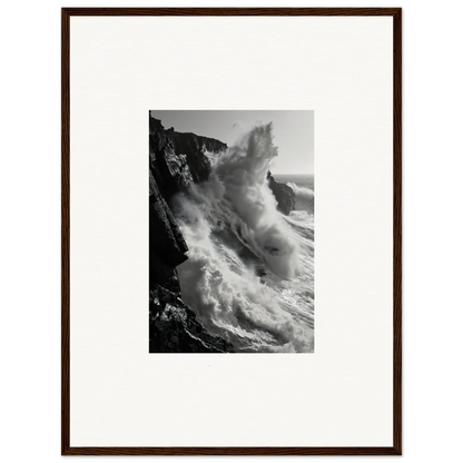 Powerful ocean wave crashing on cliffs in Tempest Winks Reverie special edition art™