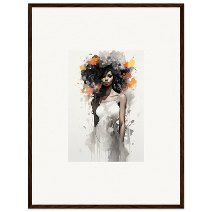 Artistic watercolor portrait in Ethereal Echoes Blossoms framed wall art collection