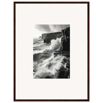 Dramatic black and white image of waves on cliffs for Tempestuous Rock Ballet special edition art™