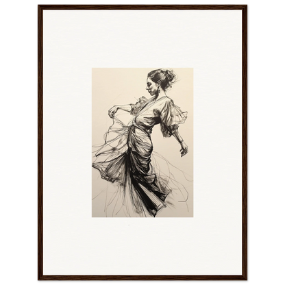 Elegant sketch of a woman in flowing Victorian dress for Midnight Dance Whispers art