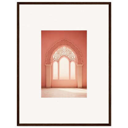 Ornate arched doorway with coral pink Islamic patterns in Versaille Sunset Reimagined art