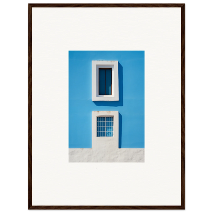 Bright blue wall with two white-framed windows from Isles Encompassed Vista art