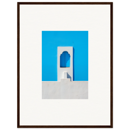 Minimalist photo of Oikos Cerulean Aperturearches with a white bell tower and blue sky