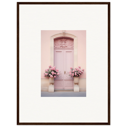 Pale pink ornate door with flowers, part of Rosy Cosmos Gateway framed wall art