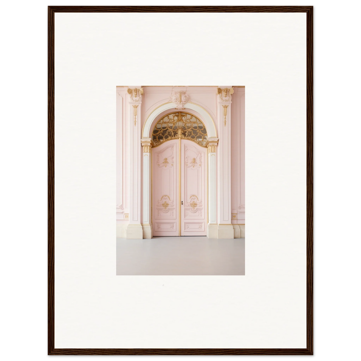 Ornate pink double door with gilded archway in Regal Must framed wall art