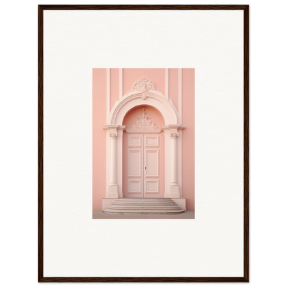 Elegant pink door with ornate white archway for Petal Whispers Portal special edition art™