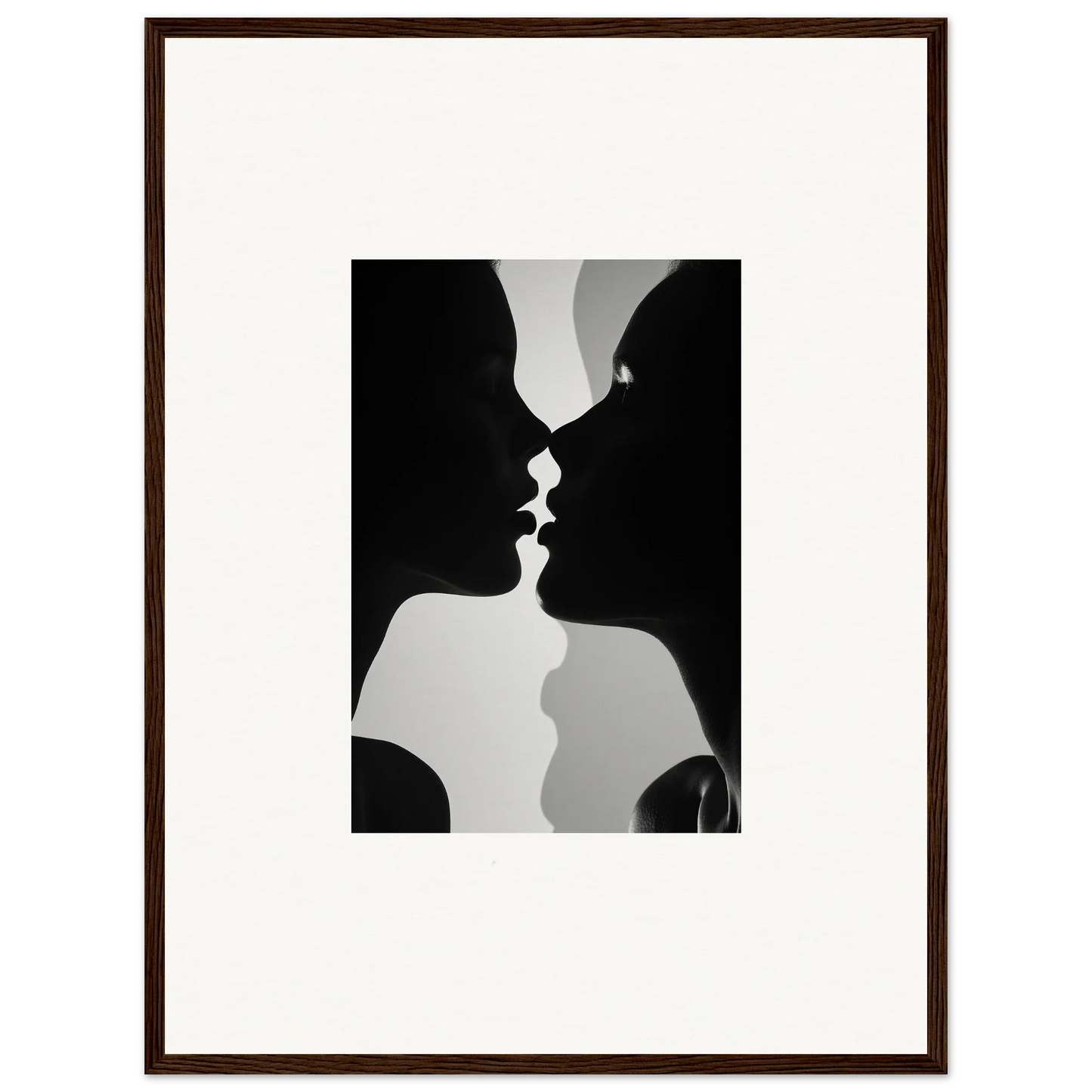 Two silhouetted profiles in a near-kiss pose from Nouveau Love Symphony framed wall art