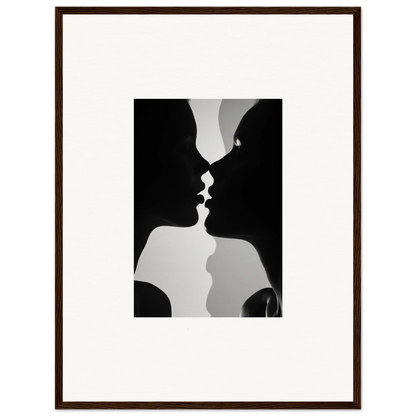 Two silhouetted profiles in a near-kiss pose from Nouveau Love Symphony framed wall art