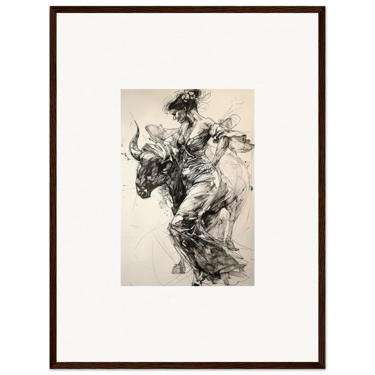 Dynamic sketch of a bull and rider in Labyrinthine Spanish Mirage special edition art™