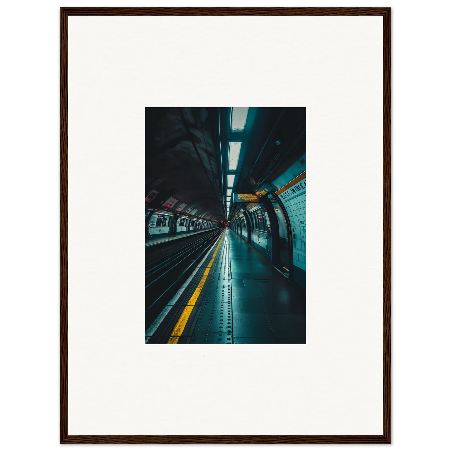 Framed photograph of a subway platform with turquoise lights for Portal Echo Anatomy