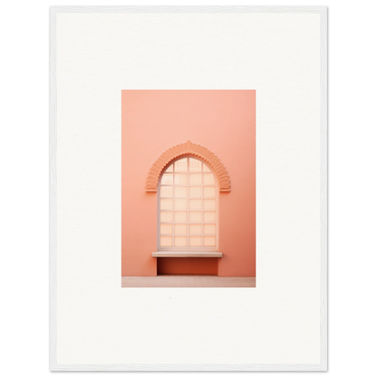 Arched window with white panes in peachy-pink wall from Windows Morning Whisper