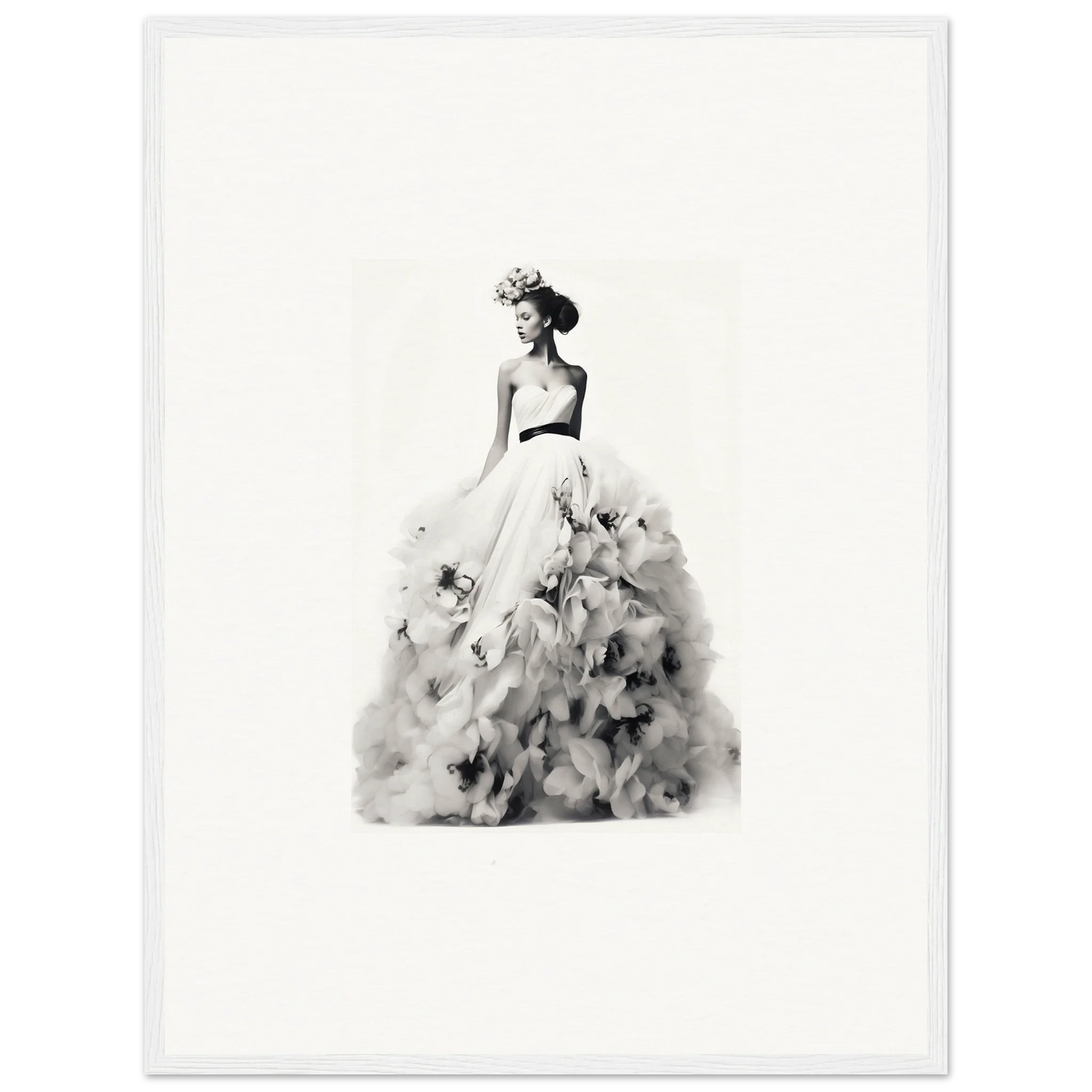 Black and white watercolor ball gown illustration from Dreams Bloom Eternal special edition art™