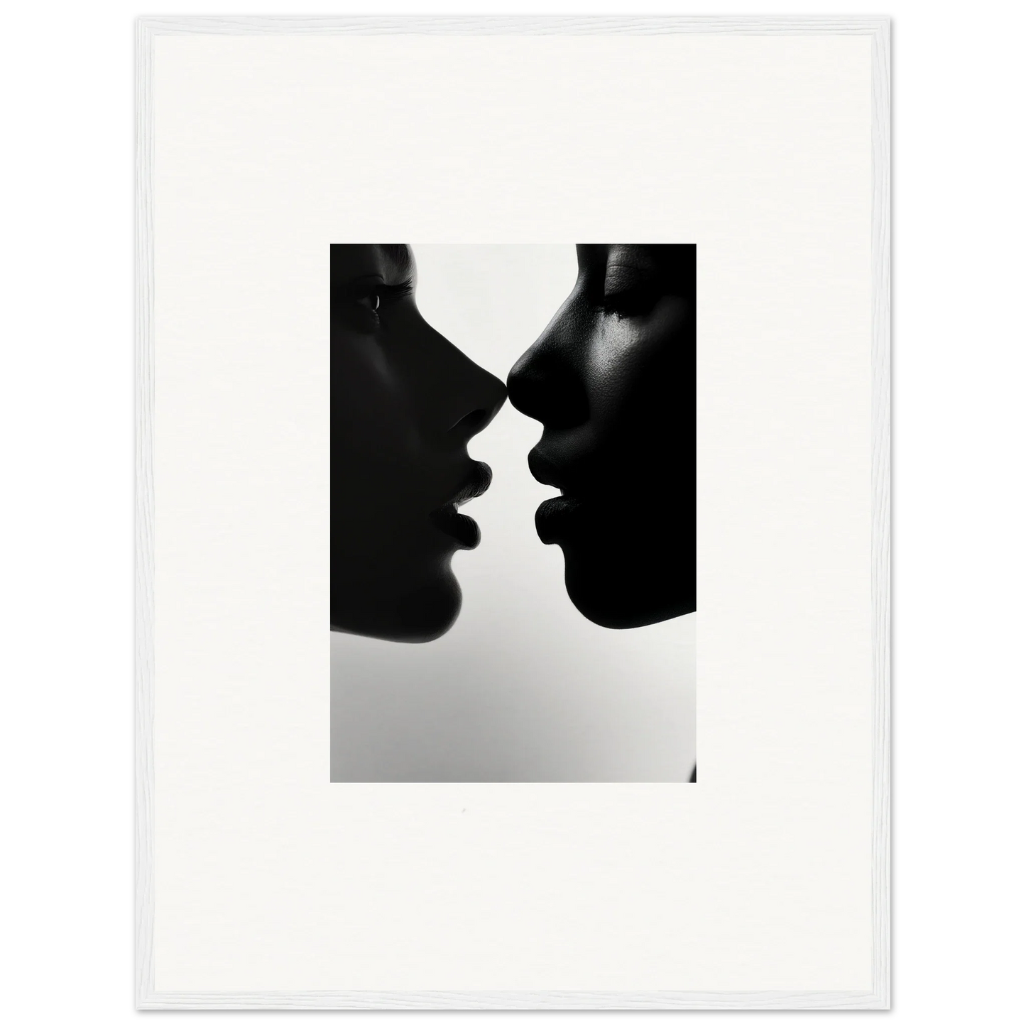 Silhouettes facing each other in Narcissus Mirror Haze framed wall art special edition