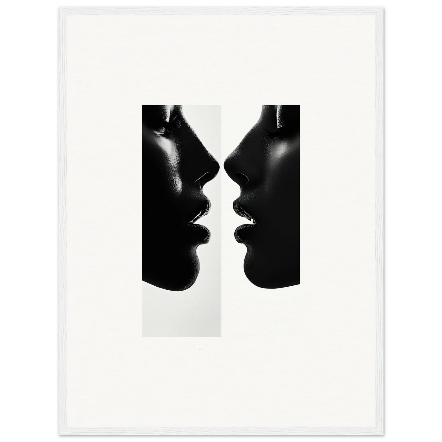 Two silhouetted profiles in black on white for Liminal Echoes framed posters