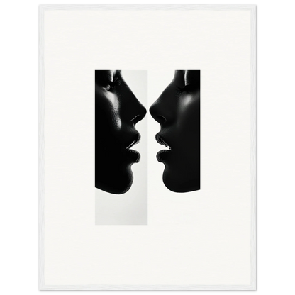 Two silhouetted profiles in black on white for Liminal Echoes framed posters