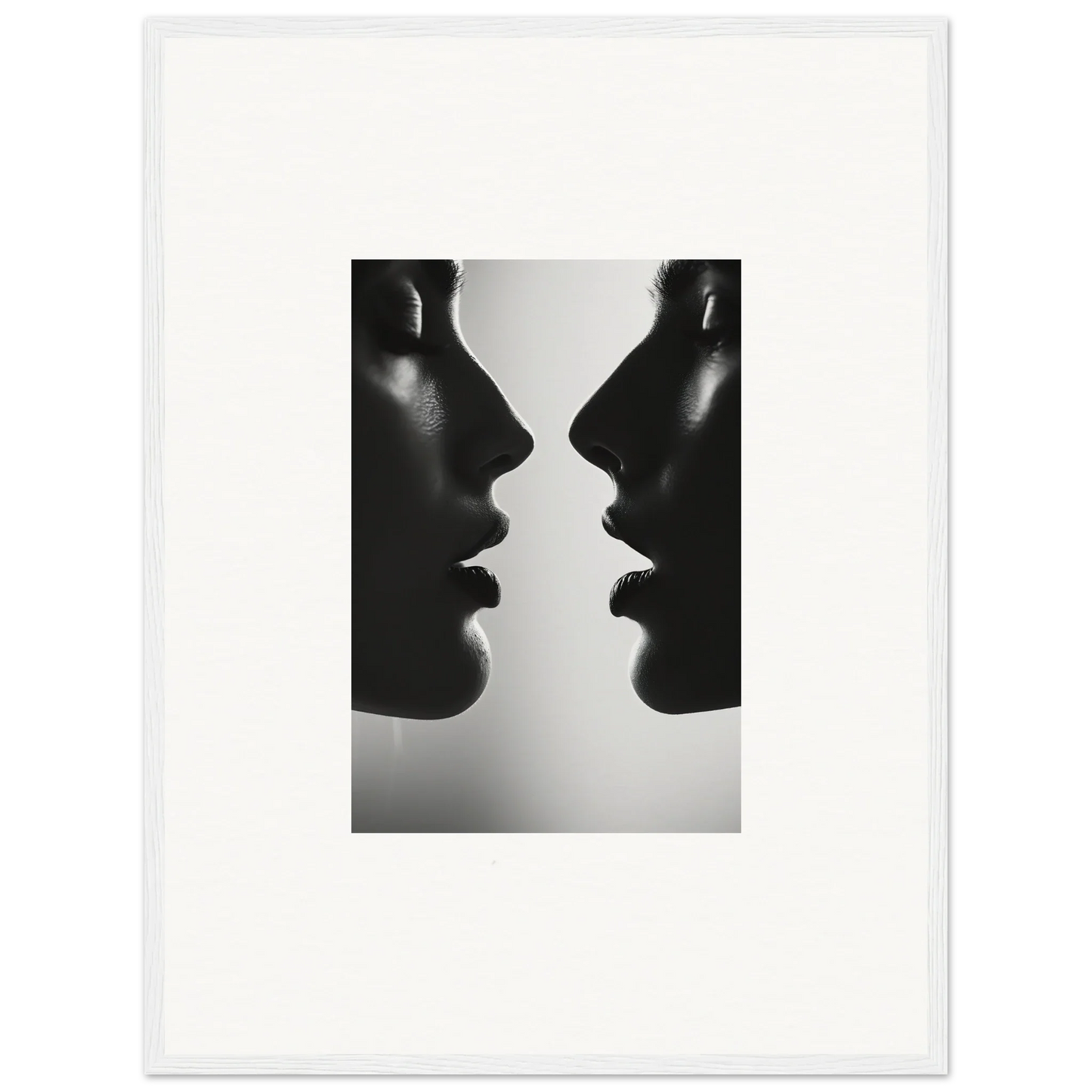 Silhouetted profiles in Echo’s Embrace special edition art for premium framed wall decor