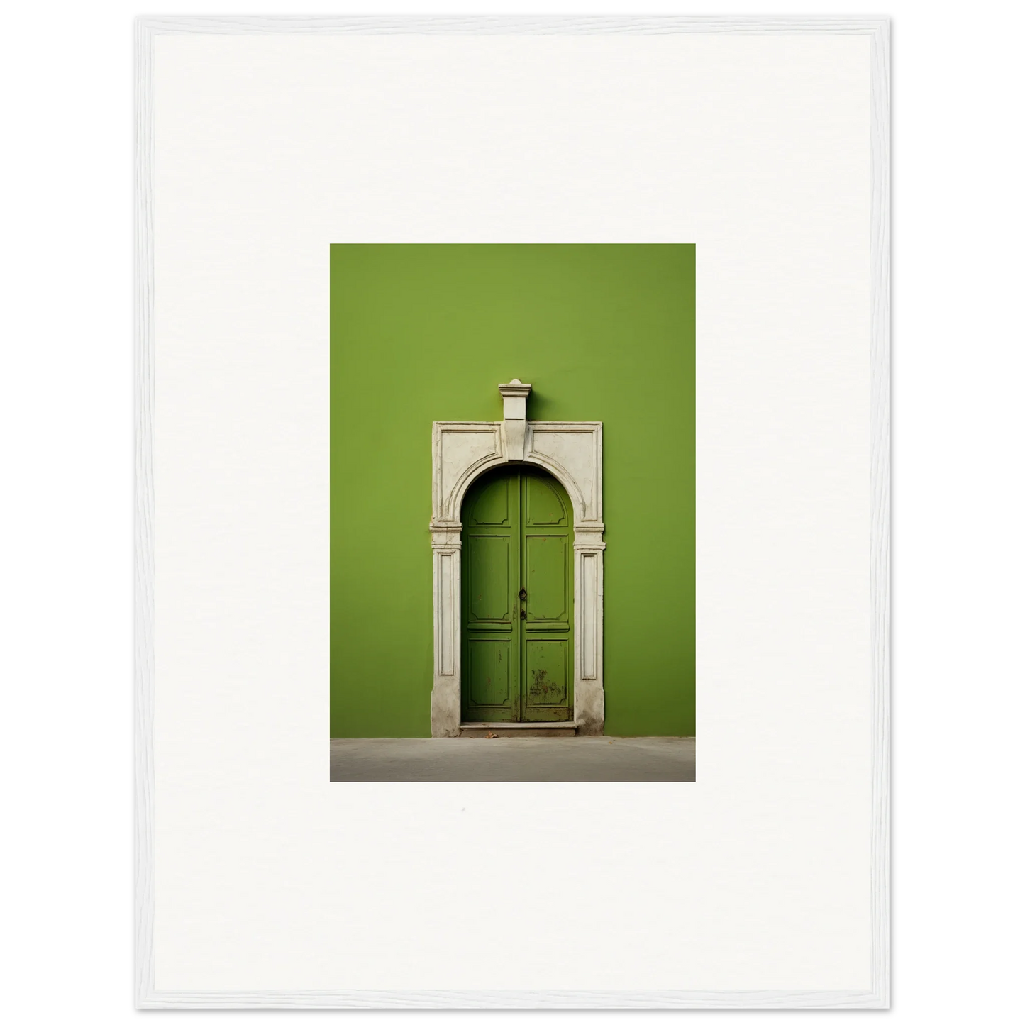 Green Origins special edition art™ featuring a green wooden door in stone framing