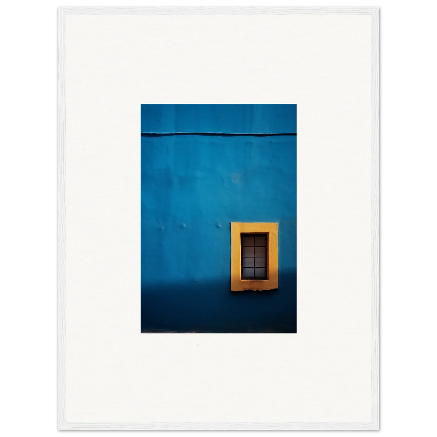 Yellow-framed window on blue wall showcasing Hypercolor Dreamscape Longitude vibes