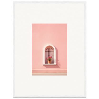 Arched window with decorative bars and pink flower in Sunset Silhouette Romance art