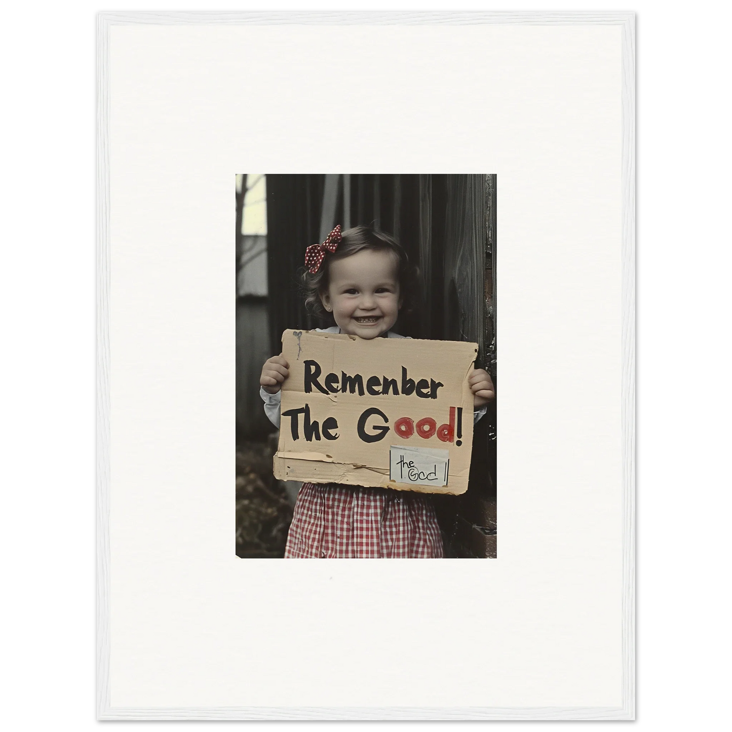 Handwritten sign Remember The Good in Smiles Forlornly Singing premium framed wall art