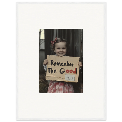 Handwritten sign Remember The Good in Smiles Forlornly Singing premium framed wall art