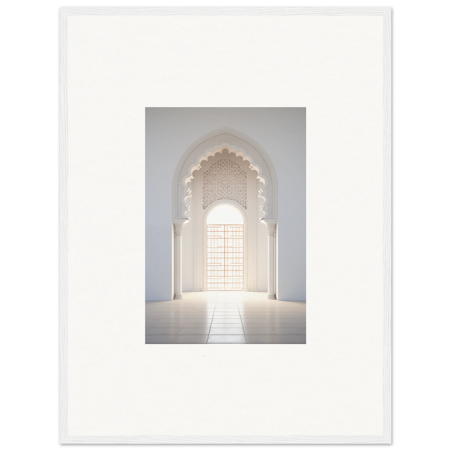 White arched doorway with scalloped details from Threshold Dreamscapes Portal special edition art™