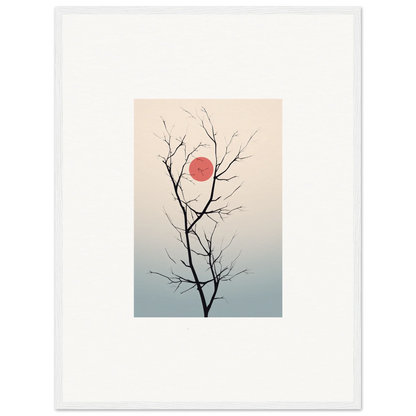 Bare tree branch silhouetted against a red sun, perfect for Serene Eclipse wall art